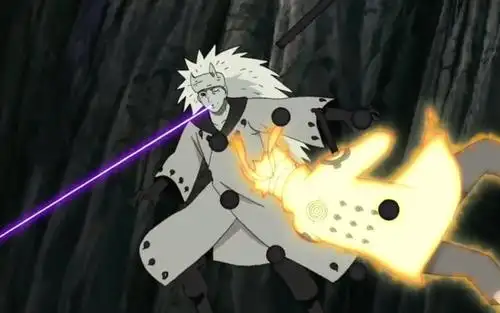 第二个求道玉(手杖形态)被斑爷的仙法岚遁光牙切断,同样刚出场就壮烈"