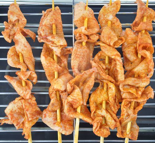 鸡皮串40串烧烤半成品食材奥尔良风味嫩香鸡皮串