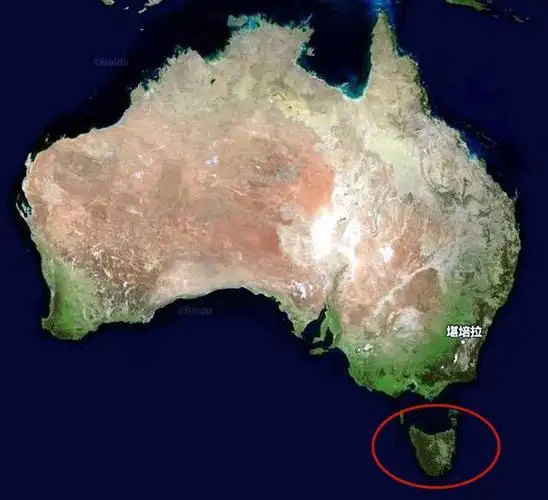 塔斯马尼亚岛位置(红圈处)