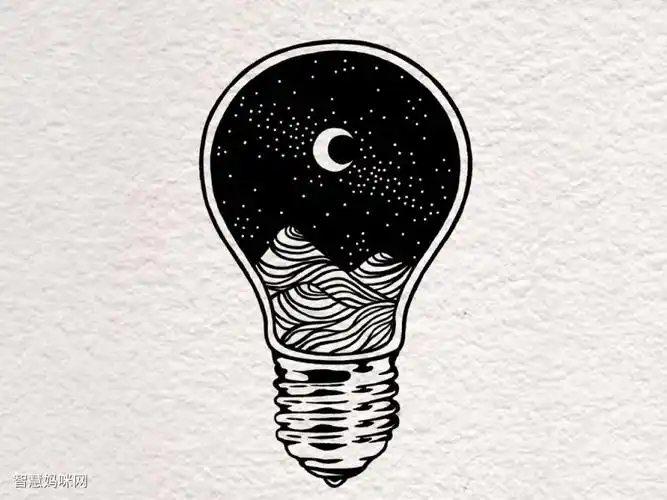 灯泡里的星空简笔画画法