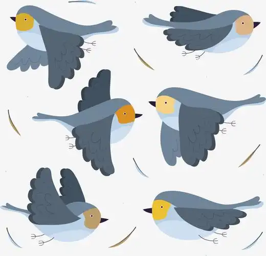 6款卡通飞翔鸟矢量