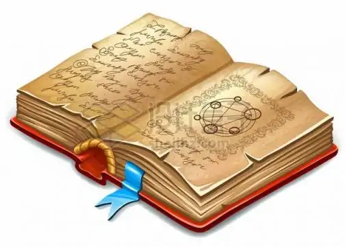 翻开的卡通复古书籍游戏魔法书667237png矢量图片素材