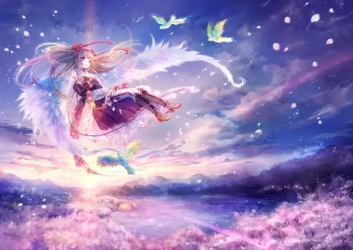 anime 1600x1132 wings birds anime girls anime or