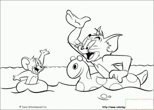 猫和老鼠在水中游玩简笔画