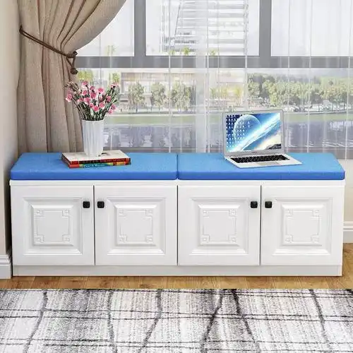 家用卧室阳台飘窗柜地柜矮柜窗边储物柜可坐收纳柜落地柜免费定制 -