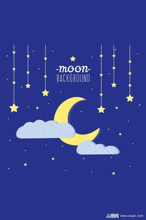 卡通夜晚星星和月亮矢量素材