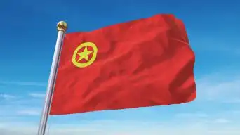 4k共青团团旗旗帜视频视频素材