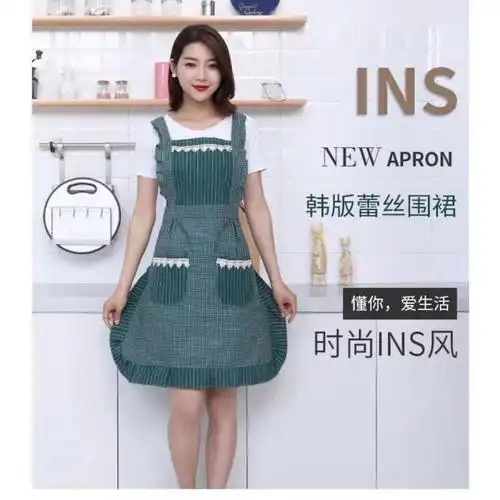 围裙2021新款漂亮时尚餐饮工作服时尚女士夏天罩衣袖套套装透气