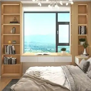 全屋定制飘窗柜书桌书柜一体设计转角收纳置物柜化妆台定做小户型