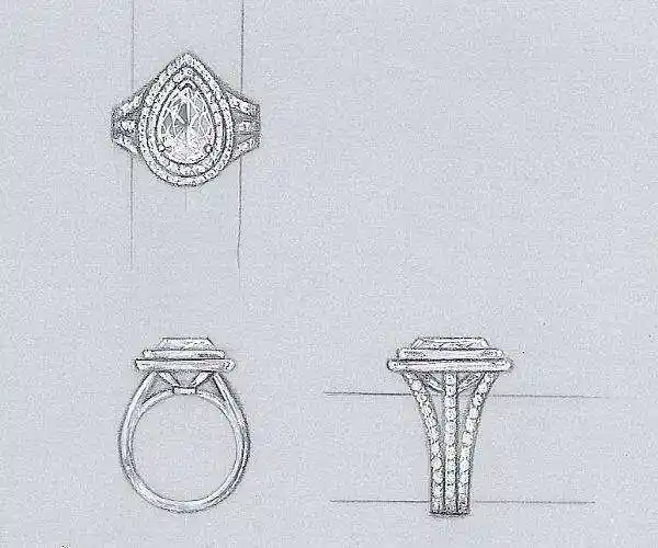 手绘珠宝戒指三视图