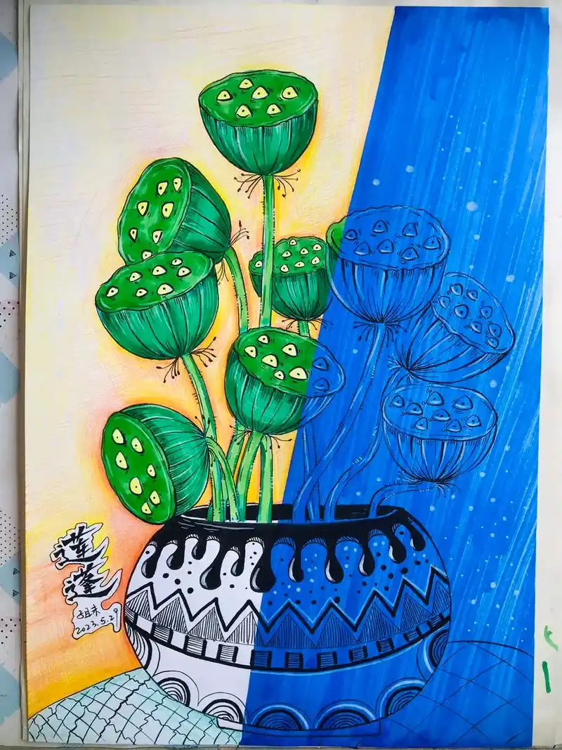 莲蓬简笔画莲蓬装饰画莲子