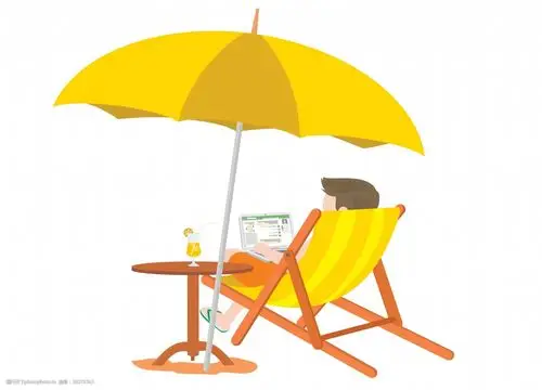 遮阳伞下乘凉的男孩png元素