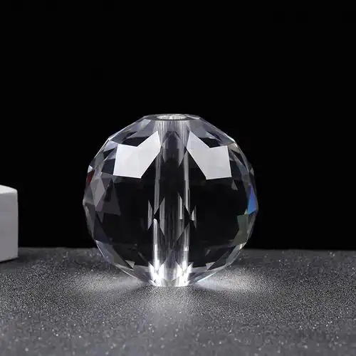 水晶球打孔 有孔透明水晶玻璃球 水晶灯饰配件装潢多面切面球