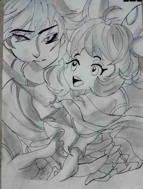 今日份临摹 可可爱爱蔡文姬^0^和她的"澜"朋友