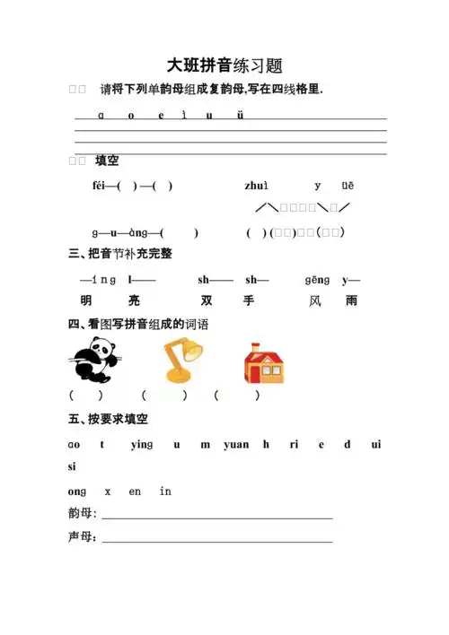 大班拼音练习题