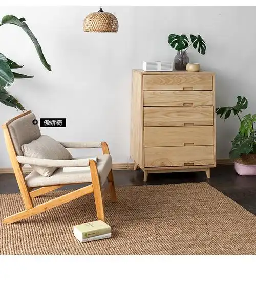 jimuhome全实木白蜡木五斗柜简约客厅边柜卧室抽屉式收纳柜斗橱_9折