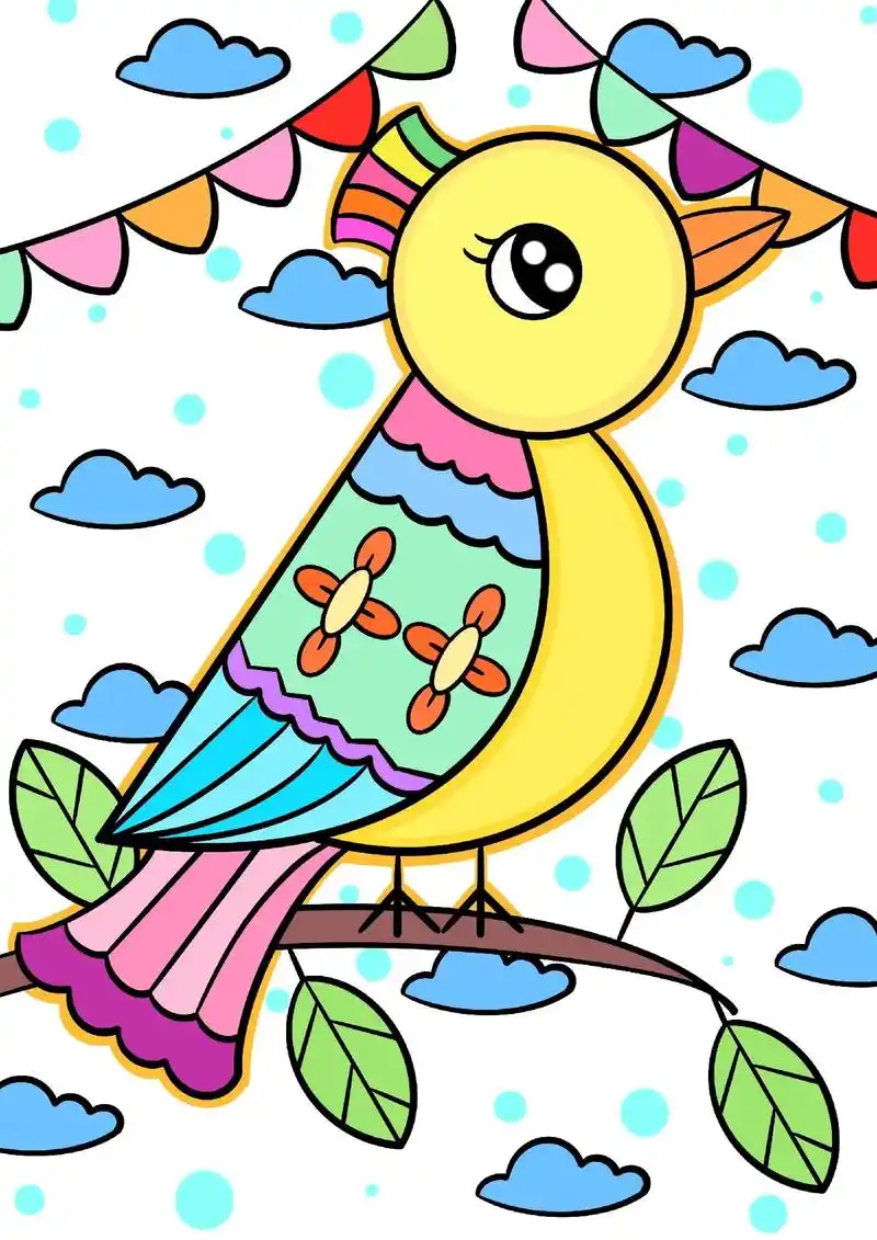 彩色的小鸟.暑假小朋友们来评论区打卡学起来吧#画画 #简笔画 - 抖音