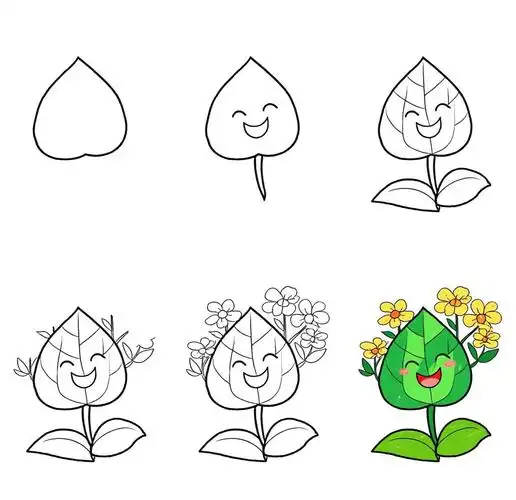 🌱快乐的嫩芽简笔画😊