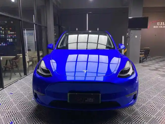 特斯拉modely改色宝石蓝