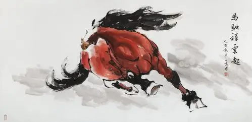 何一鸣四尺《马驰祥云起》水墨国画骏马图马到成功 - 骏马图 - 99字画