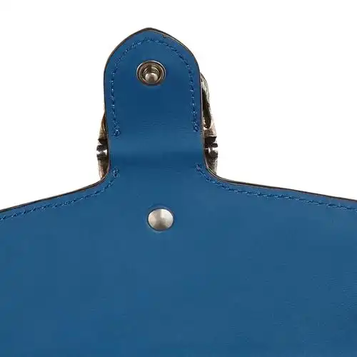 gucci/古驰 虎头马刺扣 蓝色天竺葵印花 帆布配皮 女士斜挎链条包单肩