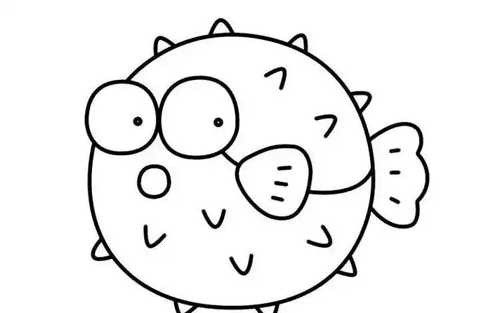简笔画的河豚