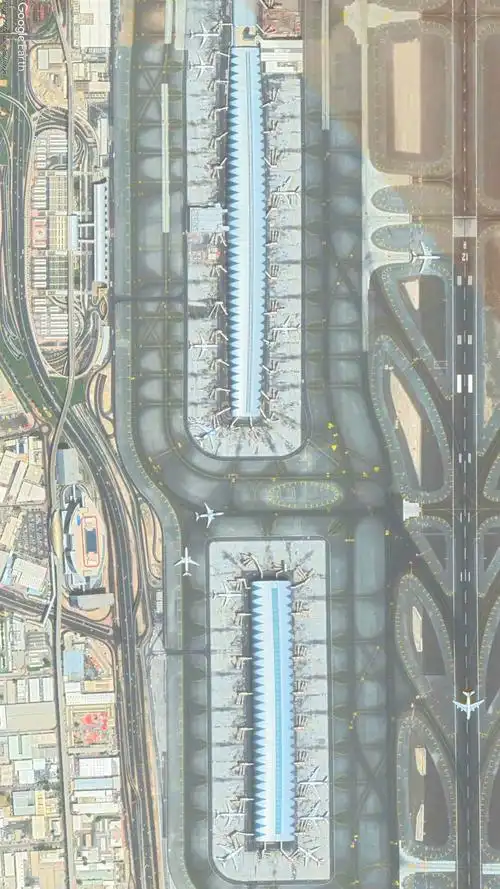 航拍迪拜国际机场全球第4大机场空客a380飞行最繁忙的机场