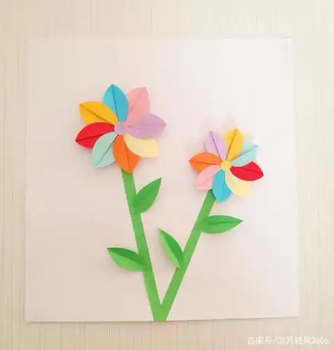 用彩纸做手工小花朵贺卡 手工小花朵贺卡