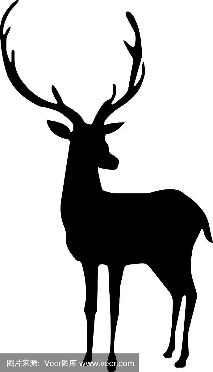 在白色背景上勾勒出一只小鹿的轮廓