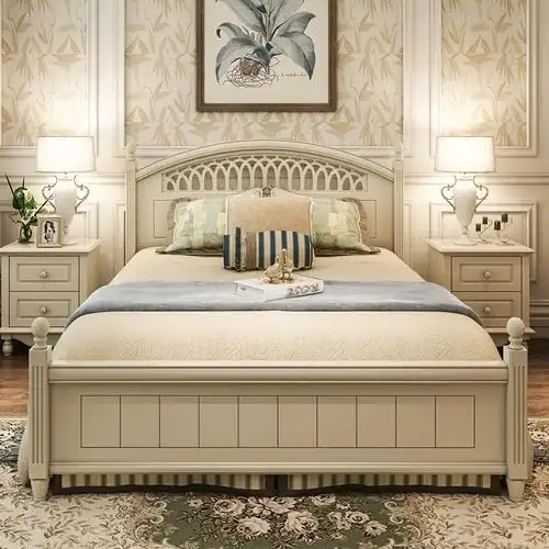 韩式田园风格床主卧实木床双人床1.8米现代简约欧式床公主床