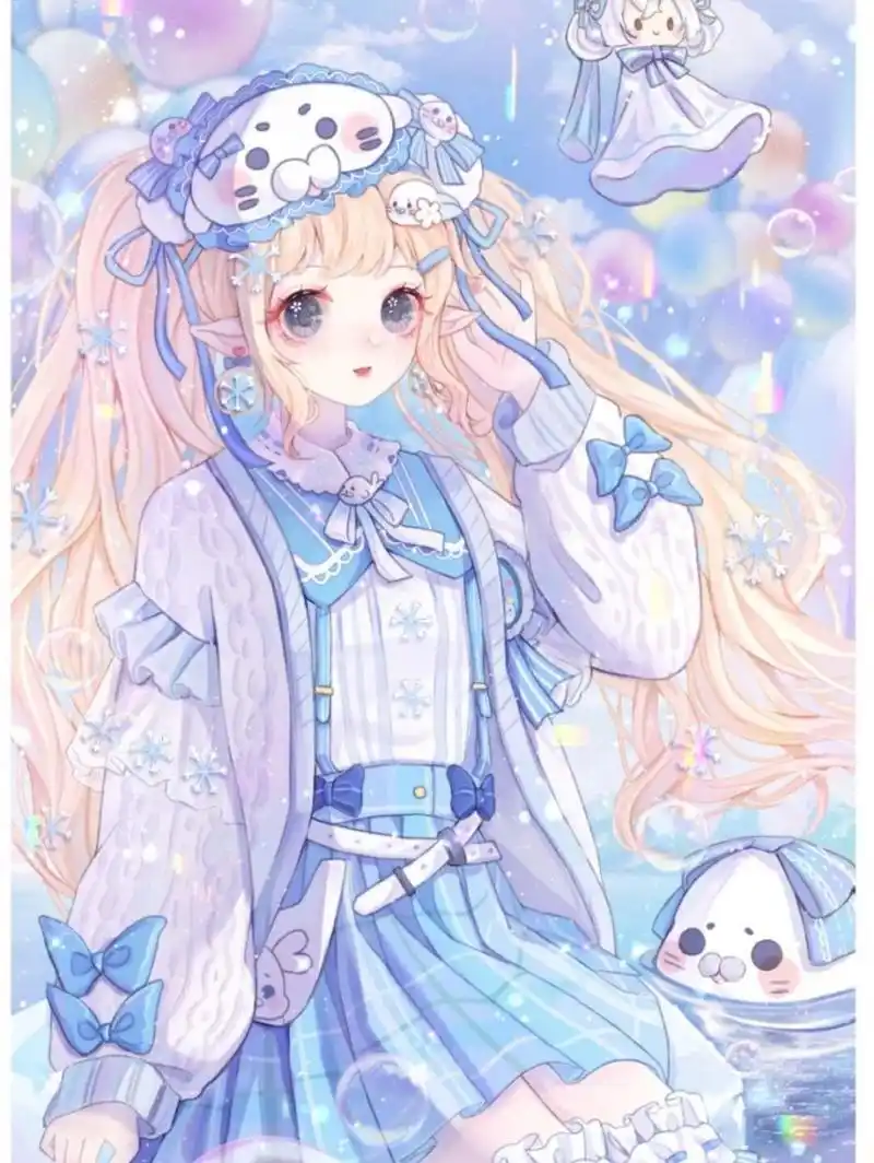 可爱仙气蓝色系壁纸 "当蓝玫瑰坠入克莱因蓝的海,未曾谋面的终将会