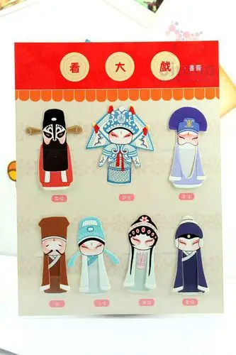 中国风书签 京剧脸谱 纸质7枚入 戏曲民族文具古典创意中国特色