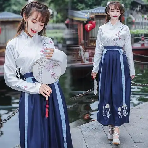 刺绣襦裙套装古装交领裙女侠全套汉服改良中国风日常超仙服装促销