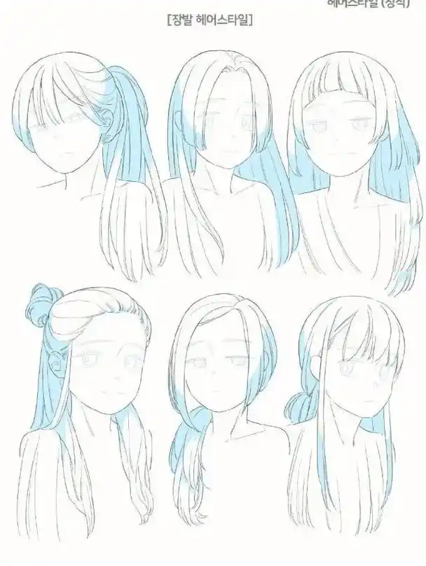 绘画参考不同发型线稿素材参考男女