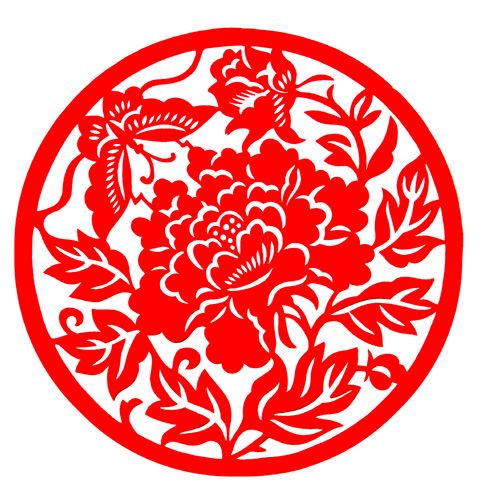 牡丹窗花纯手工宣纸剪纸 不干胶贴纸玻璃门贴装饰画 pvc 窗户图案