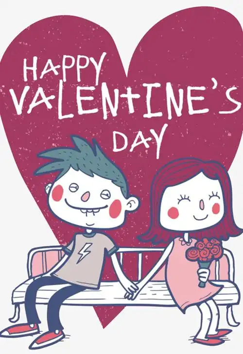 情人节卡通情侣插画海报设计