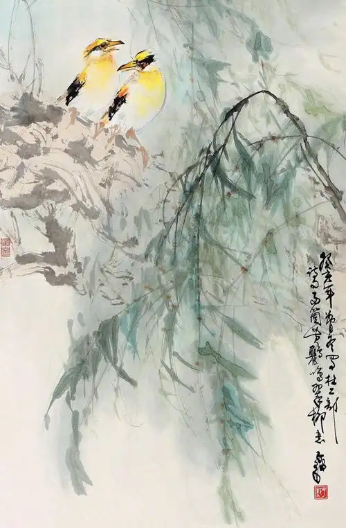 两个黄鹂鸣翠柳……#书画界