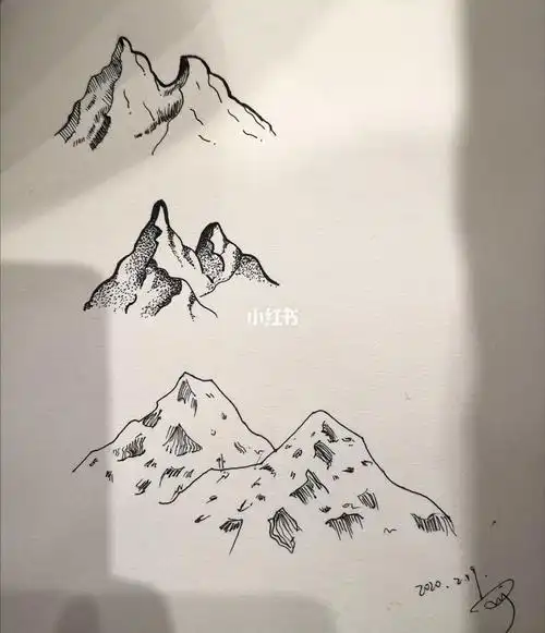 山脉简笔画阿尔卑斯山脉简笔画