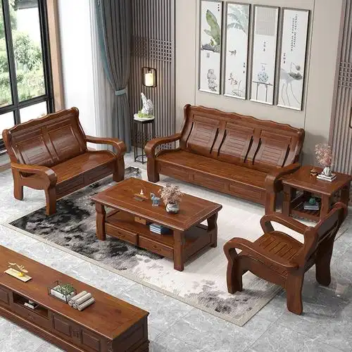 三人座木沙发老式实木老款农村沙发耐脏经济型客厅全实家用木头