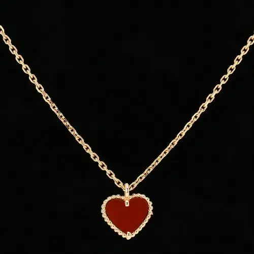 cleef & arpels(梵克雅宝) sweet alhambra系列18k金红玉髓心形项链