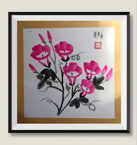 写美篇姓名:周可楠 年龄:幼儿园大班 性格特点:活泼开朗,国画学习能力