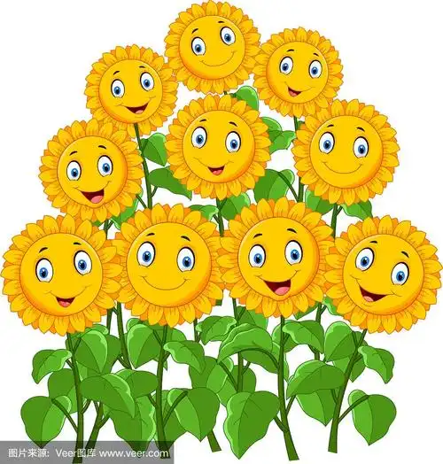 卡通快乐的向日葵