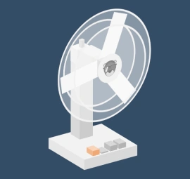 基于纯css3实现的3d电风扇转动摇头动画