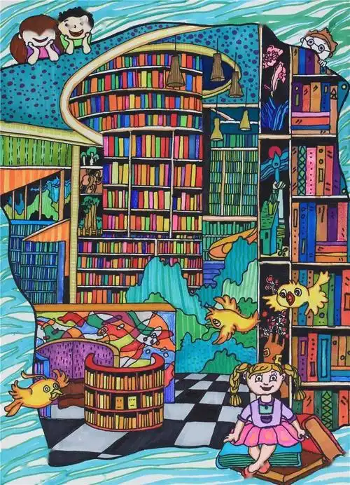 岐山县图书馆2020年陕西省公共数字文化工程"我心中的图书馆"儿童绘画