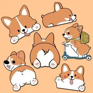 卡通可爱柯基狗狗贴纸行李箱旅行箱笔记本电脑墙壁ipad贴画防水