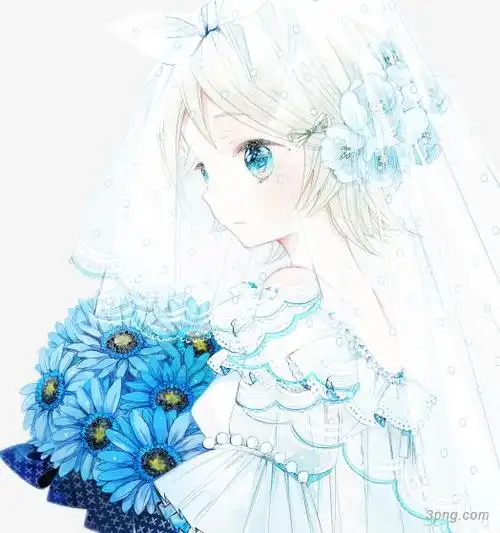 卡通立绘白色婚纱女孩