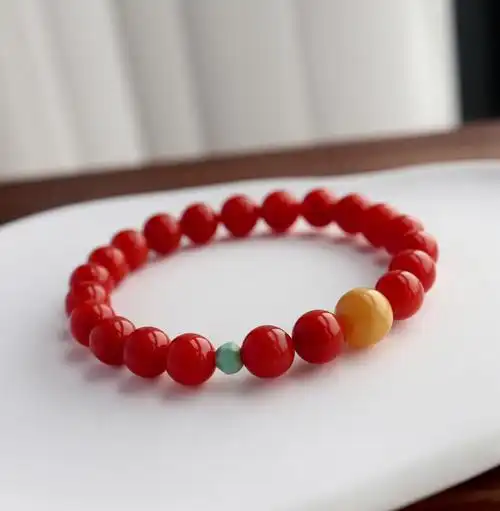 天然川料满肉柿子红南红手链原创设计赤玉手串小红书抖音热款