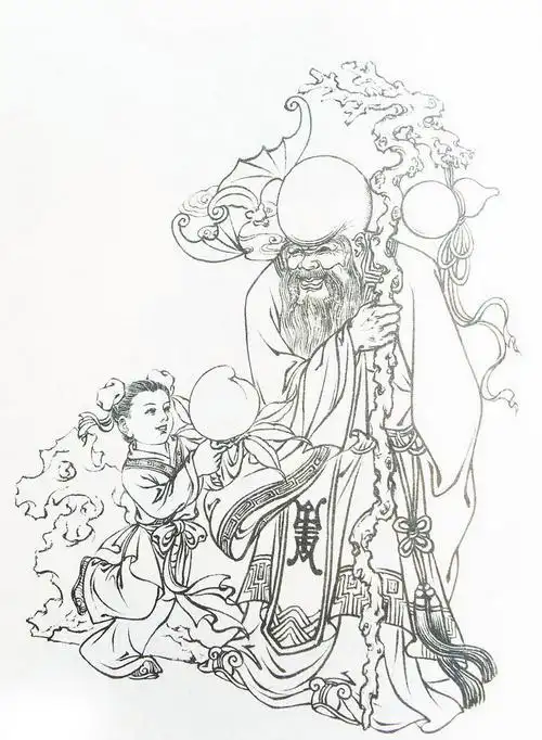 工笔白描仕女图