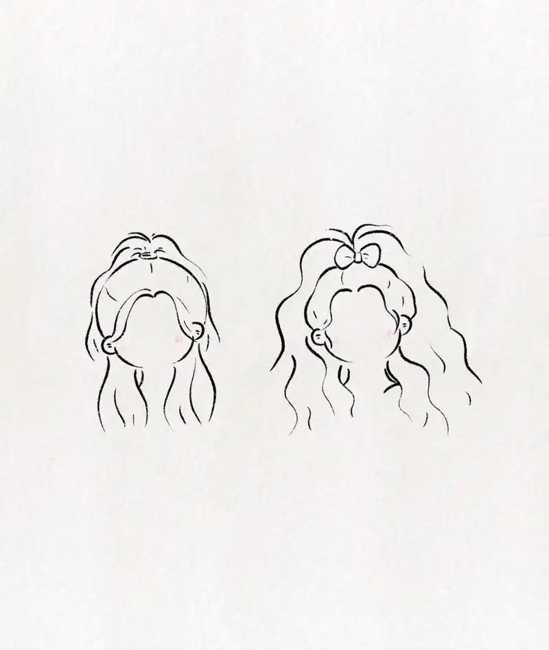 可爱简笔画教程:九种常见发型画法 快来一试