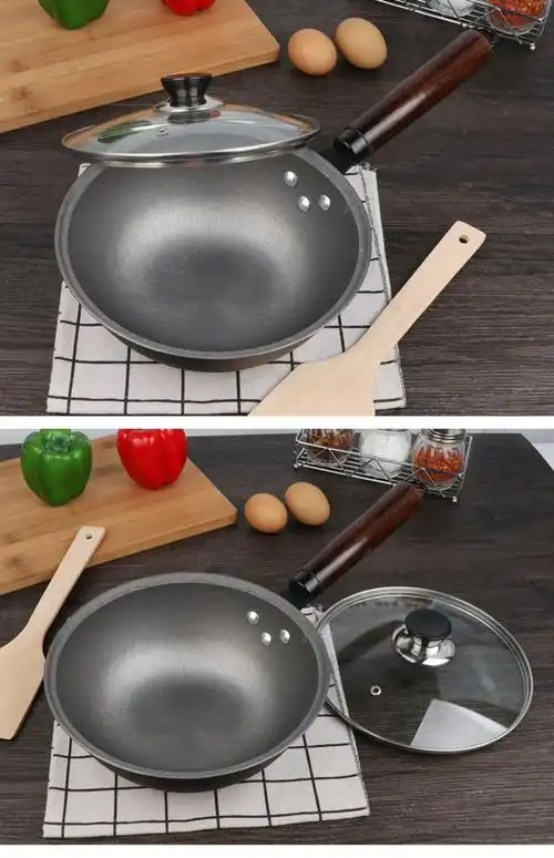 苏泊尔品质铸铁小炒锅榉木手柄炒锅真铸铁锅宝宝小号炒菜锅单人小锅